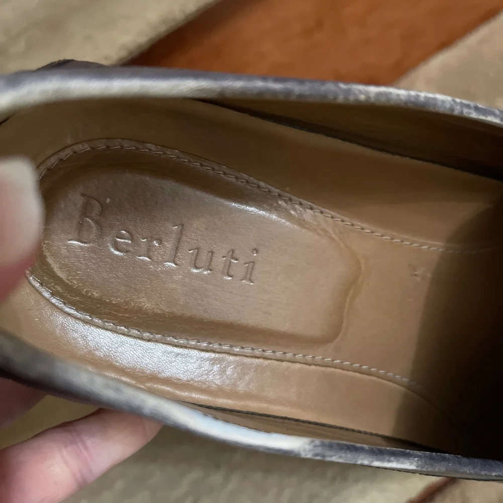 Men's Authentic Berluti Leather Loafers Blue/Gray Size 9.5